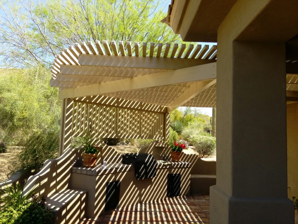 Alumawood lattice patio cover installed by Royal Covers of Arizona in Scottsdale, AZ.