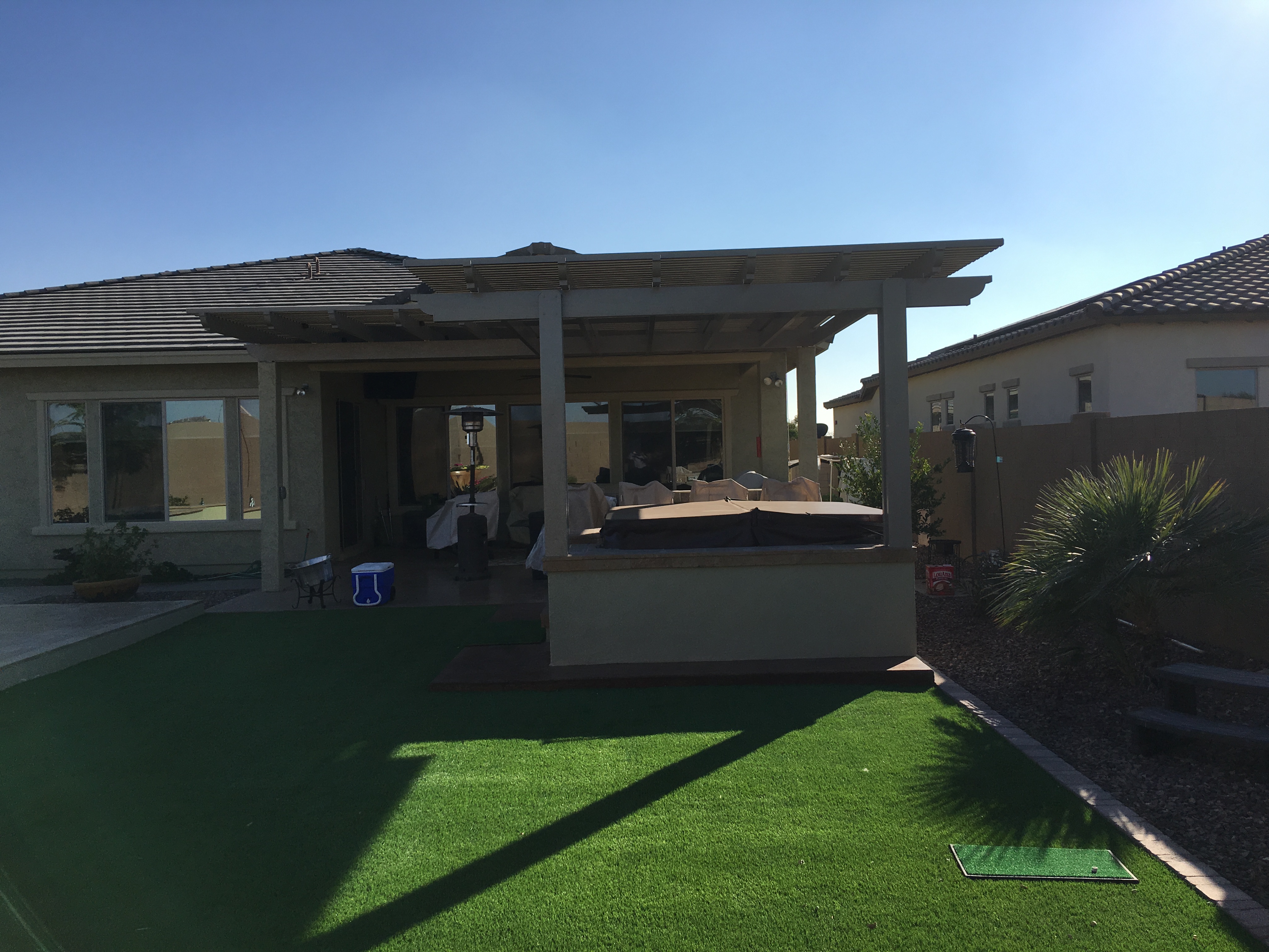 Alumawood Pergola Built Over Spa - Royal Covers of Arizona
