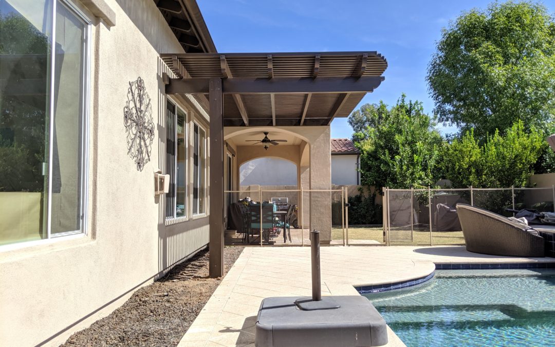 Custom Alumawood Lattice Patio Cover Project Near Pool