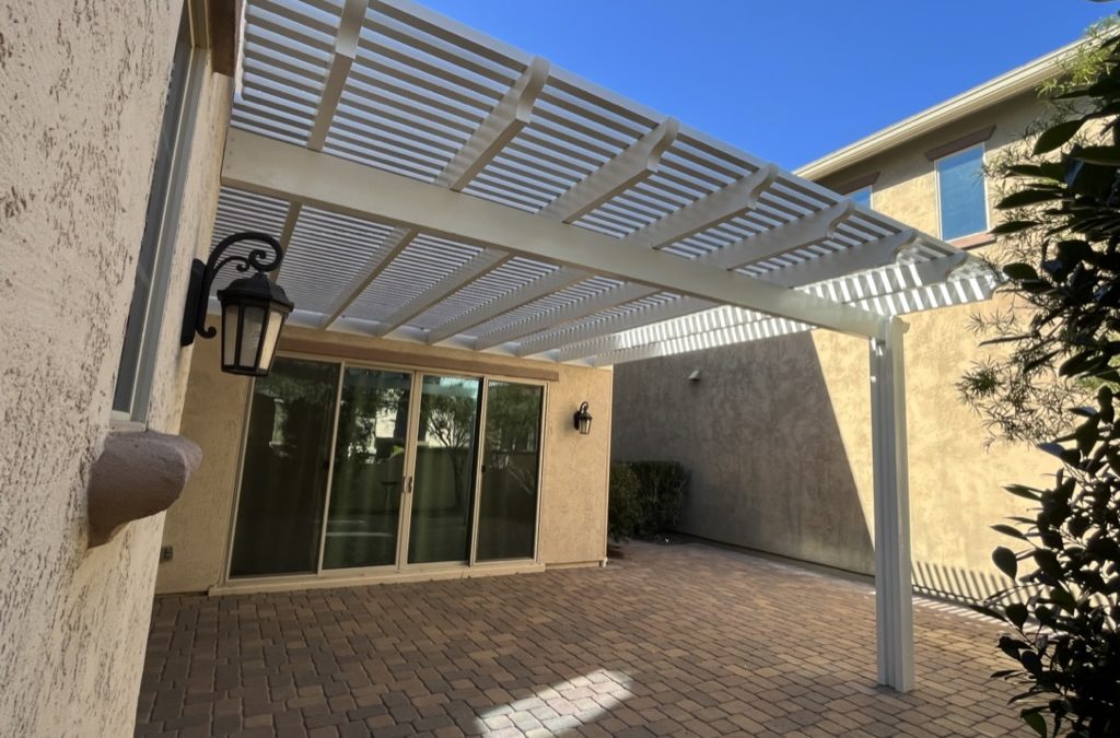 Alumawood Lattice Shade Structure Over Paver Patio
