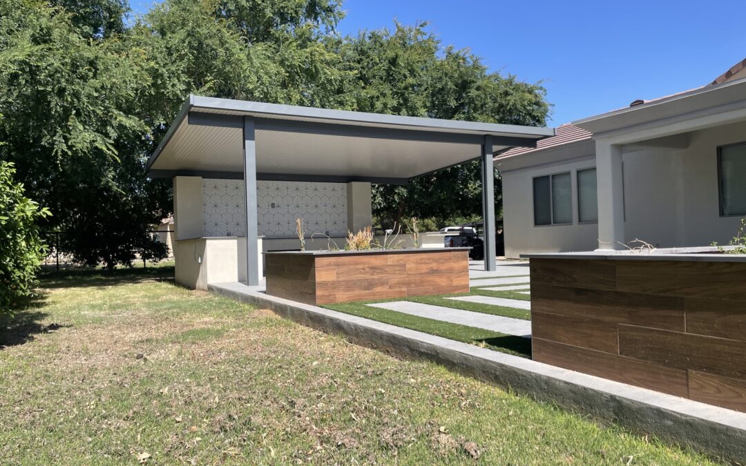 Alumawood Shaded Patio Cover over Media Wall