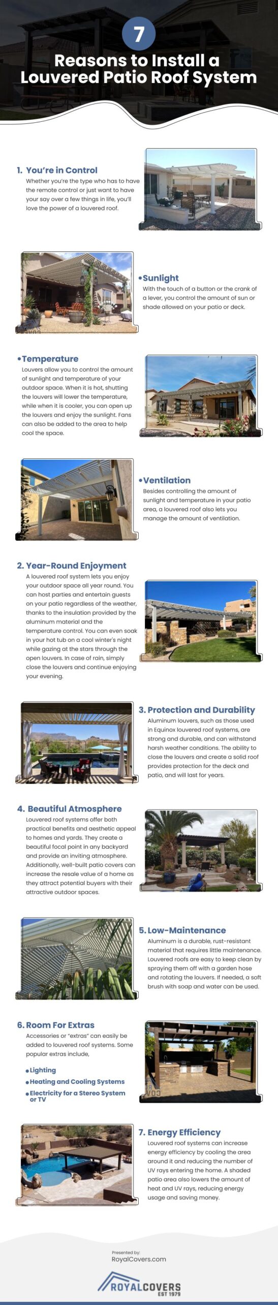 7 Reasons to Install a Louvered Patio Roof System Infographic 7 Reasons to Install a Louvered Patio Roof System Infographic