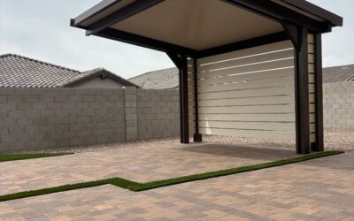 Cantilever Pergola with Flat Pan Ceiling and Privacy Panels